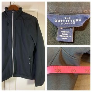 Lands End Outfitters Black Full Zip Softshell Fleece Lined Jacket Medium Minimal